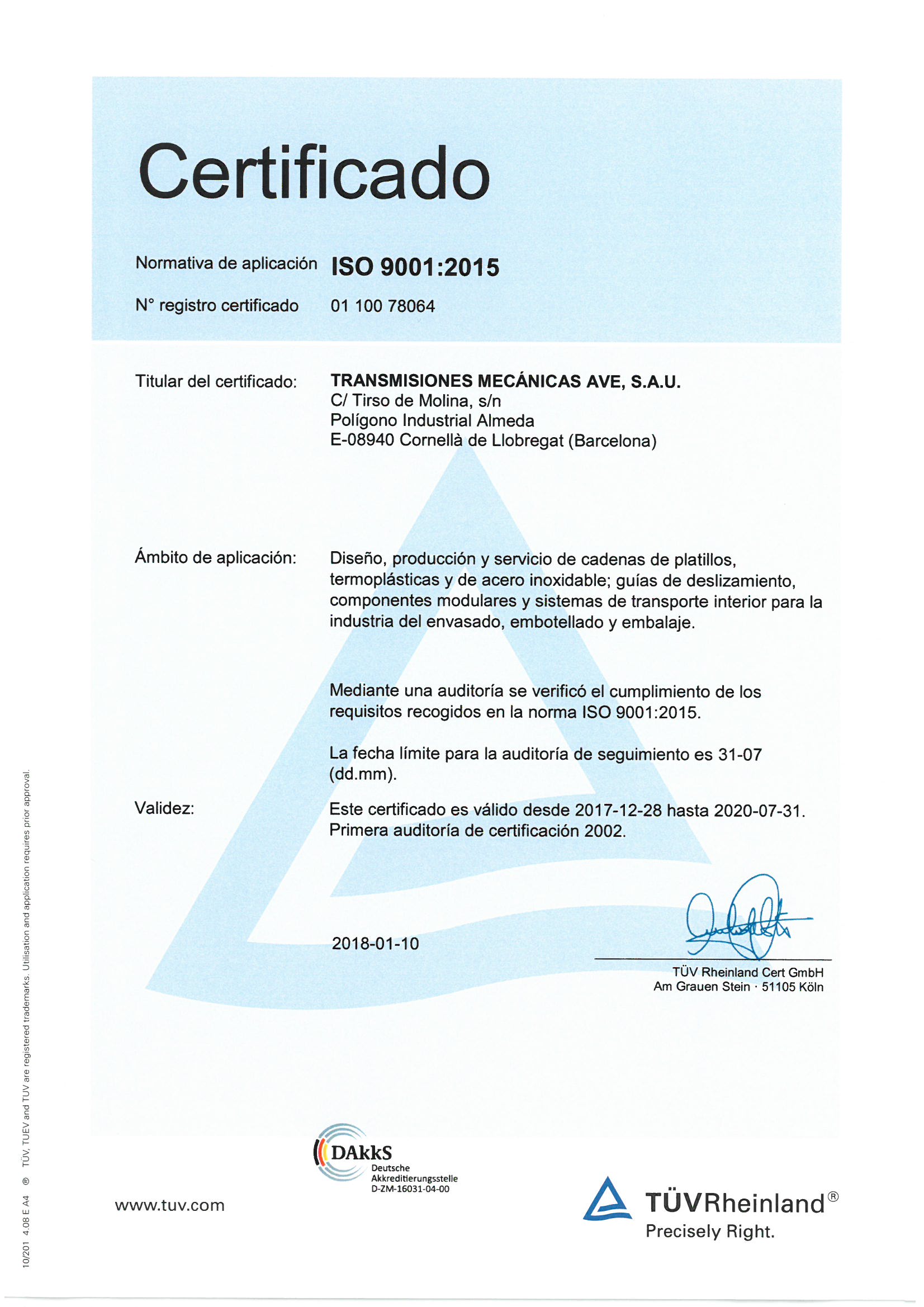 ISO 9001 AVE Spain